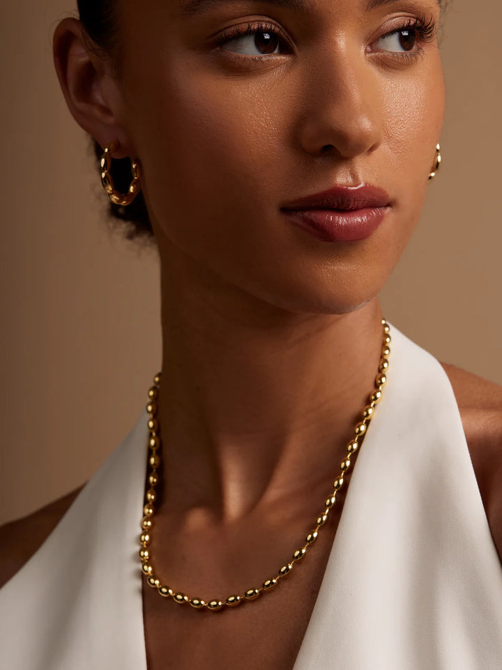 Beaded Gold Hoop Earrings