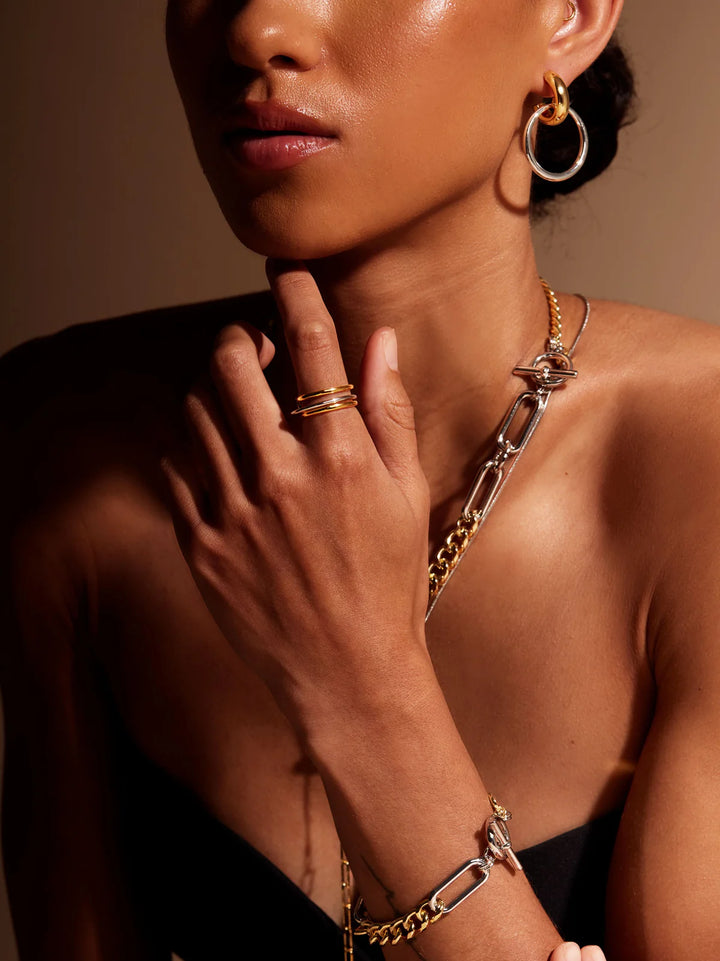 Two Tone Doorknocker Earrings