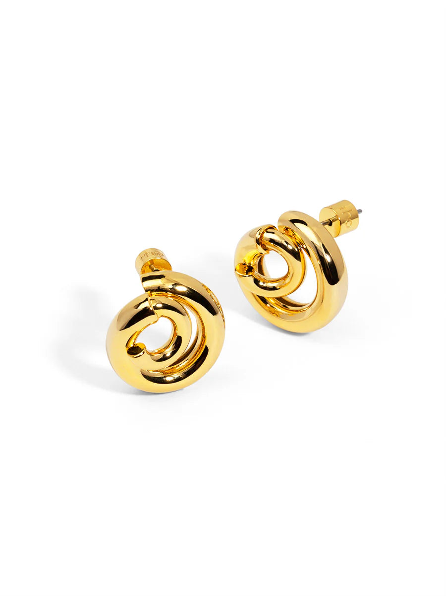 Gold Swirl Stud Earrings