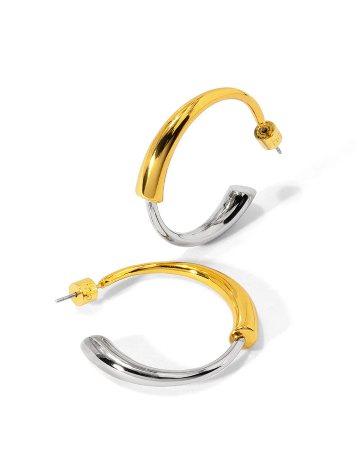 Two Tone Open Hoop Earrings