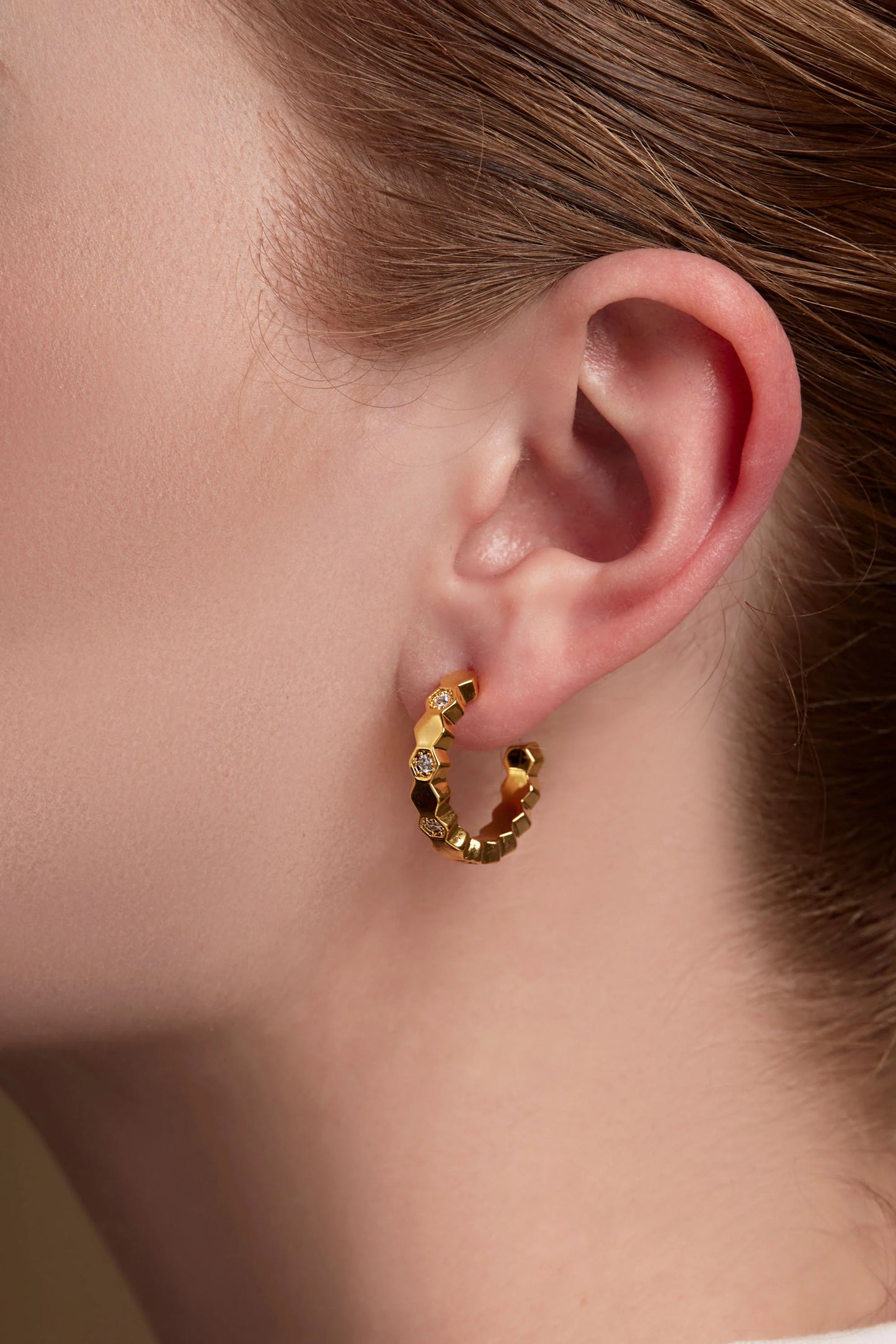 Honeycomb Crystal Hoop Earrings