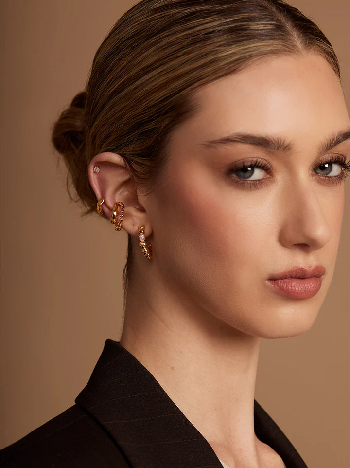 Gold Pavé Orbit Hoop Earrings