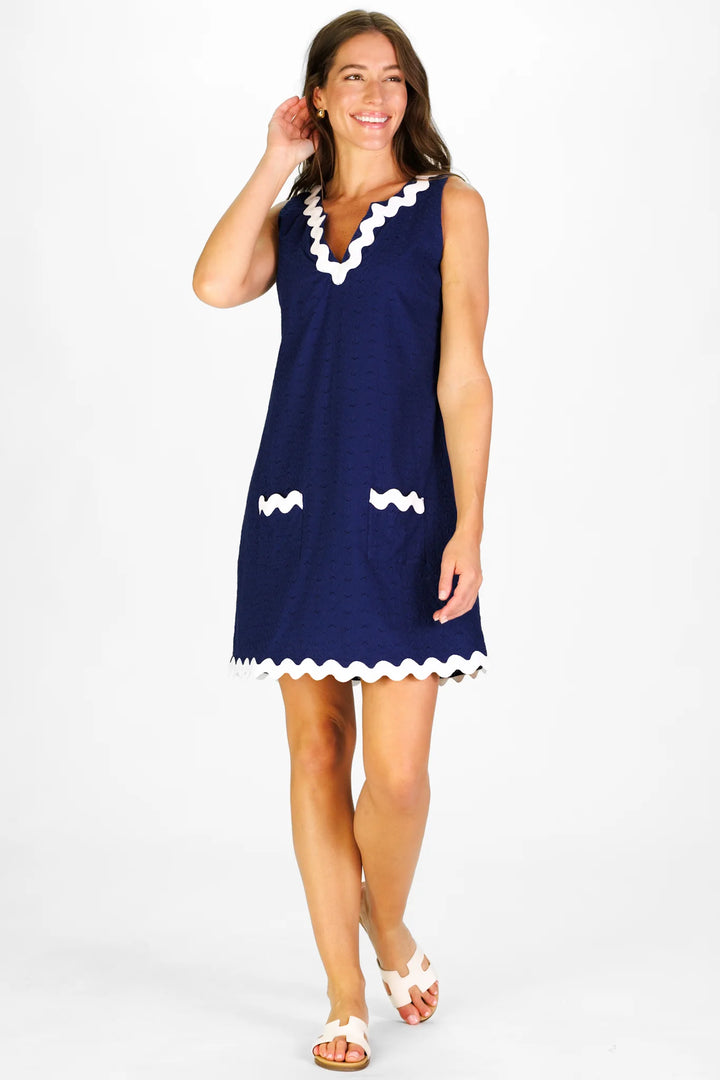 Brenda Ric Rac Navy Dress