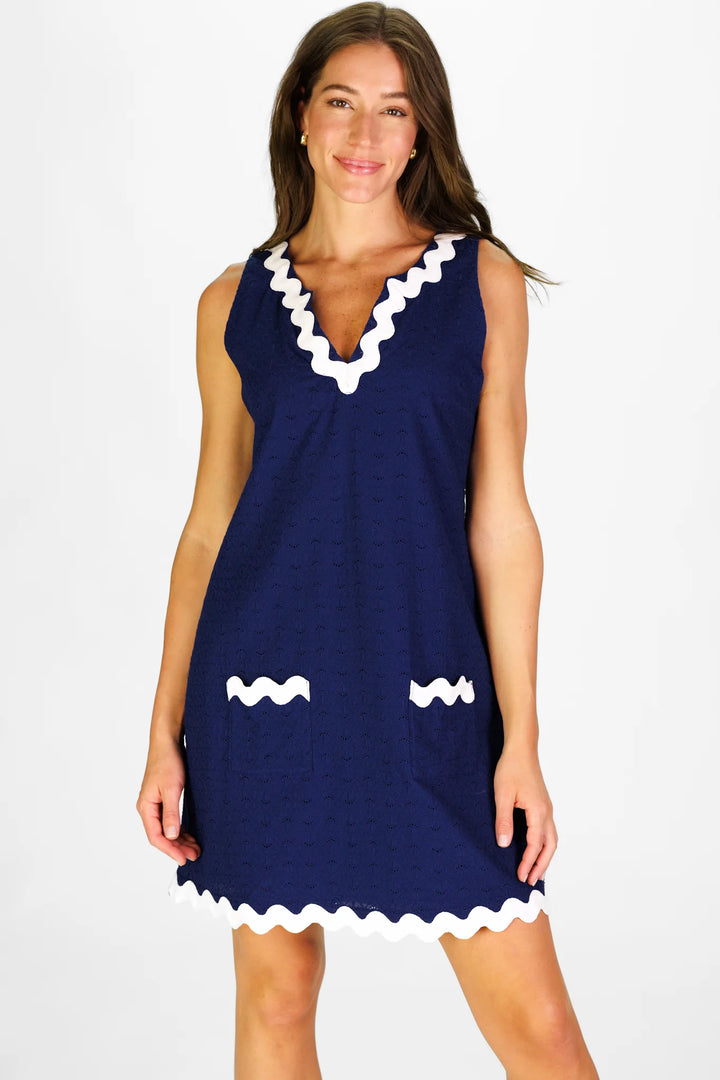 Brenda Ric Rac Navy Dress