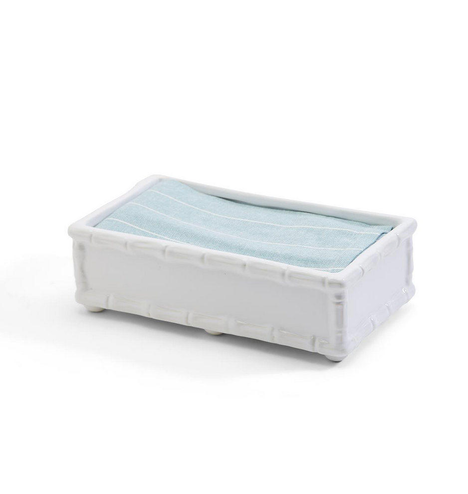 White Faux Bamboo Guest Towel Holder