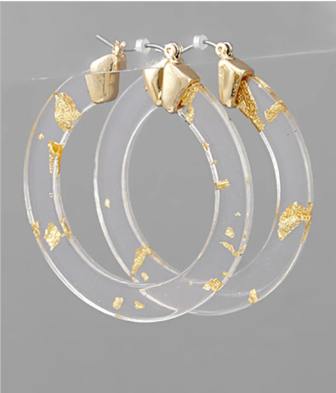 Metallic Fleck Clear Acrylic Hoops