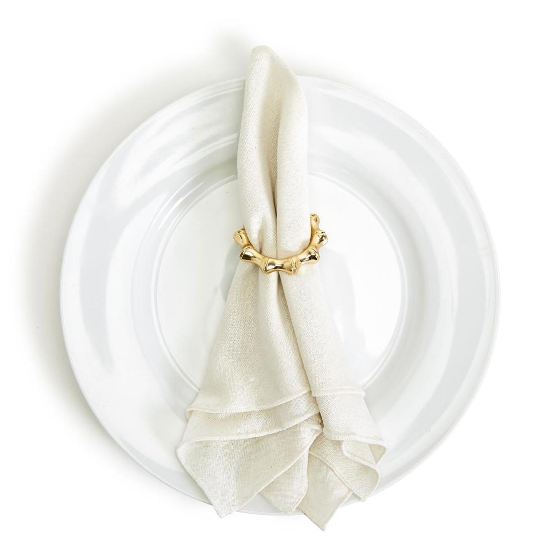 Gold Bamboo Napkin Rings Set/4
