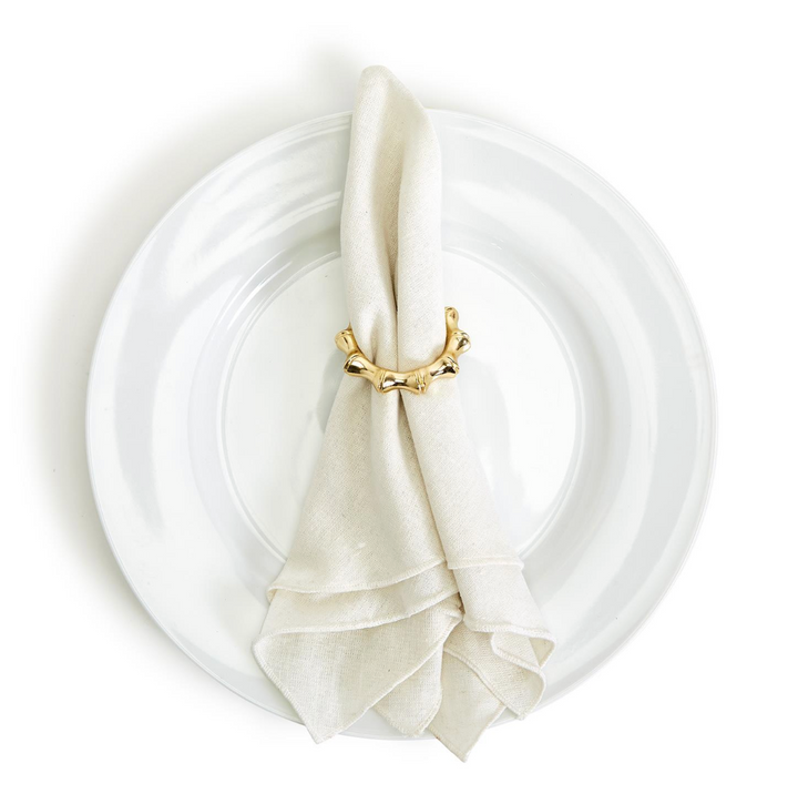 Gold Bamboo Napkin Rings Set/4