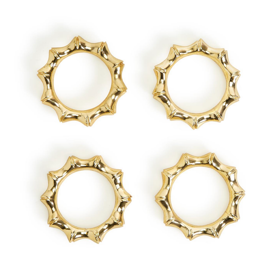 Gold Bamboo Napkin Rings Set/4