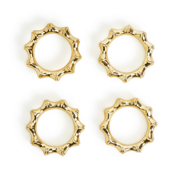 Gold Bamboo Napkin Rings Set/4