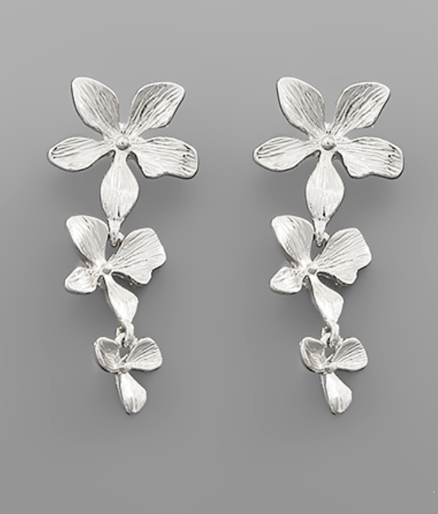 Triple Flower Drop Earrings