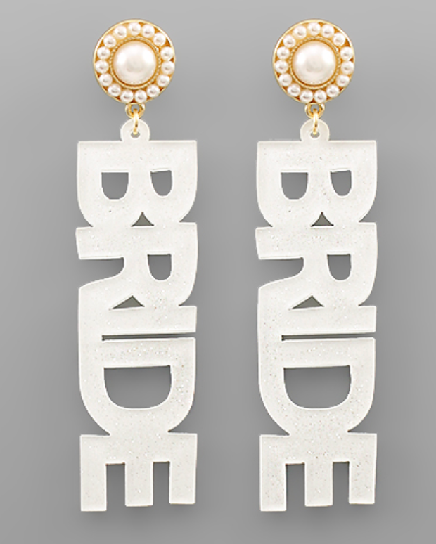 Acrylic Bride with Pearl Earrings
