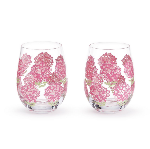 Pink Hydrangea Wine Glass