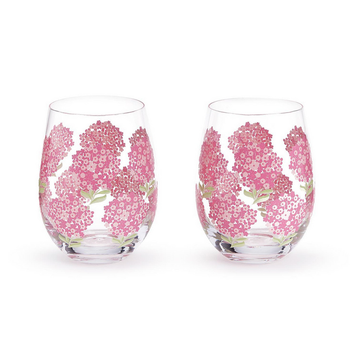 Pink Hydrangea Wine Glass