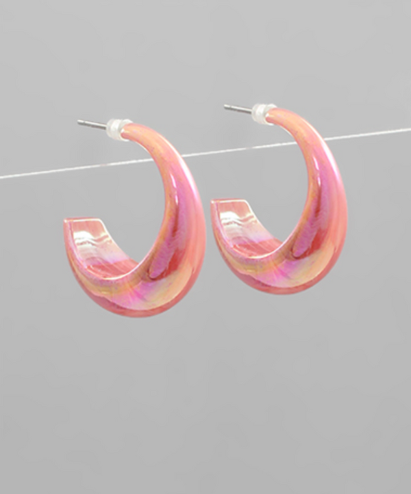 Small Iridescent Hoop Earrings