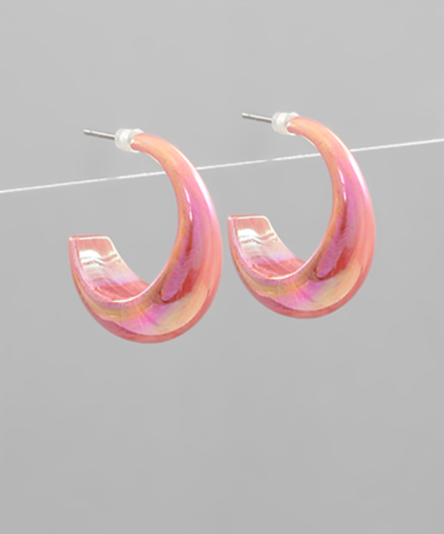Small Iridescent Hoop Earrings