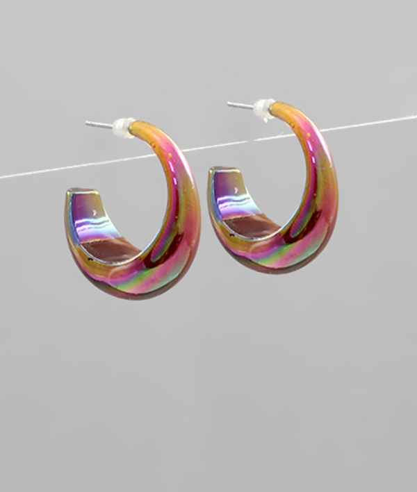 Small Iridescent Hoop Earrings