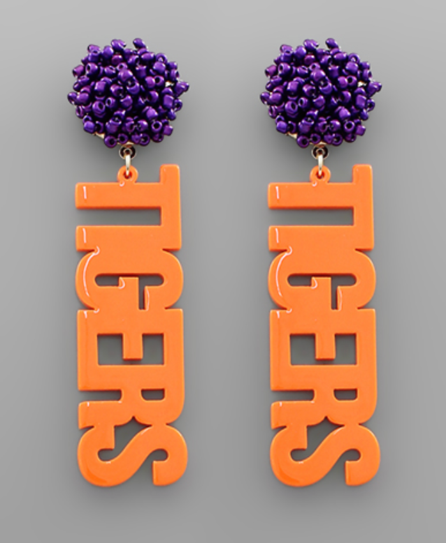 Purple & Orange Tiger Earrings