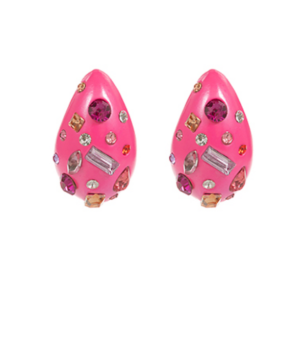 Multi Stone Tear Drop Earrings