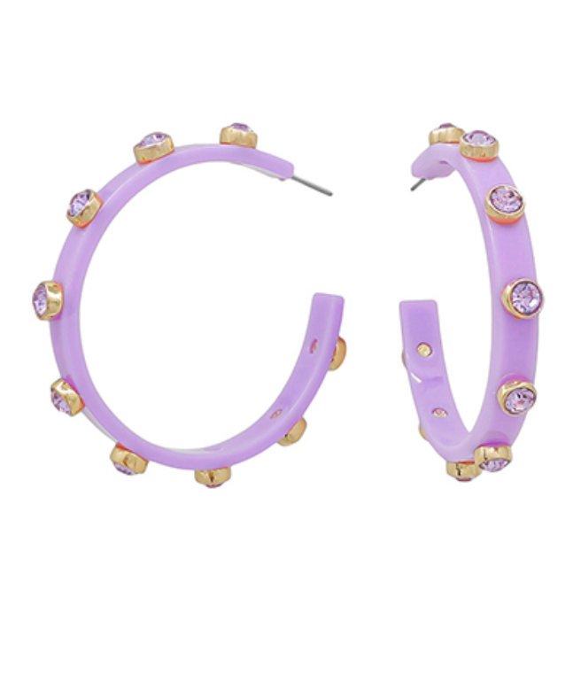 Crystal Accent Hoop Earrings