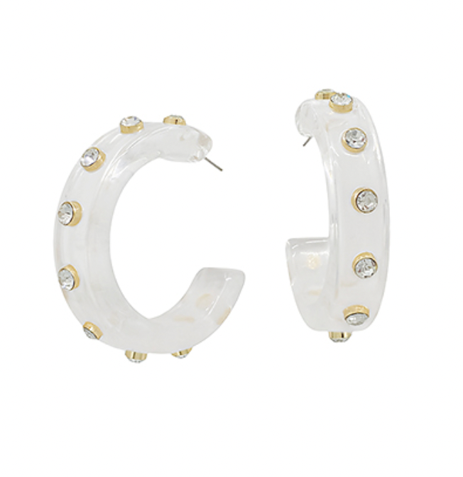 Crystal Accent Acrylic Hoops