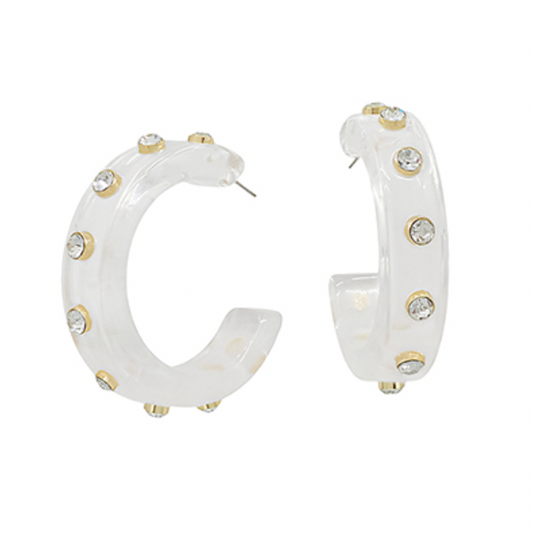 Crystal Accent Acrylic Hoops