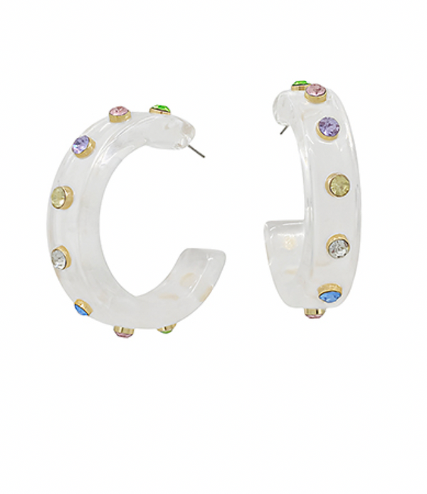 Crystal Accent Acrylic Hoops