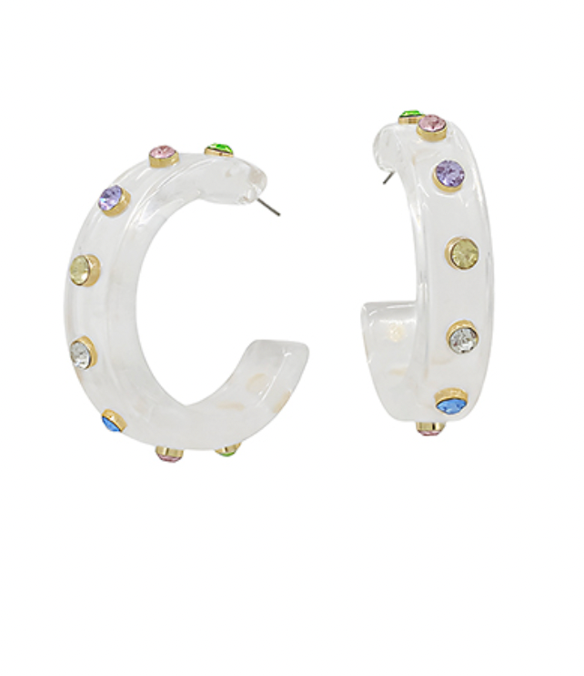 Crystal Accent Acrylic Hoops