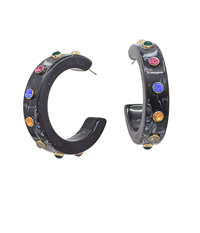 Crystal Accent Acrylic Hoops