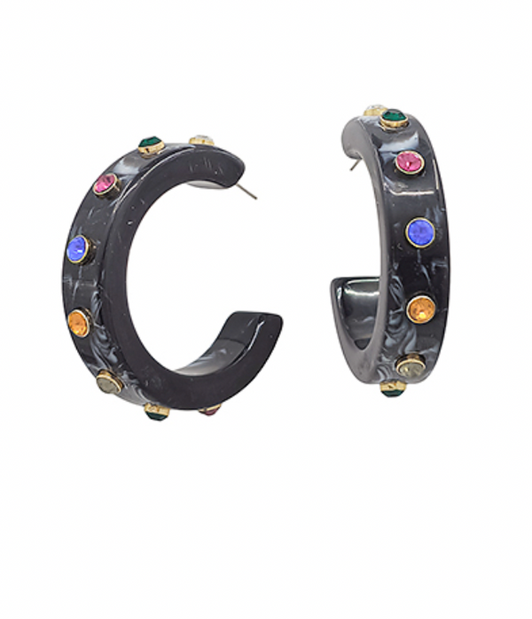 Crystal Accent Acrylic Hoops