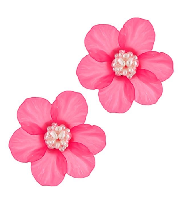 Sculpted Flower & Pearl Earrings