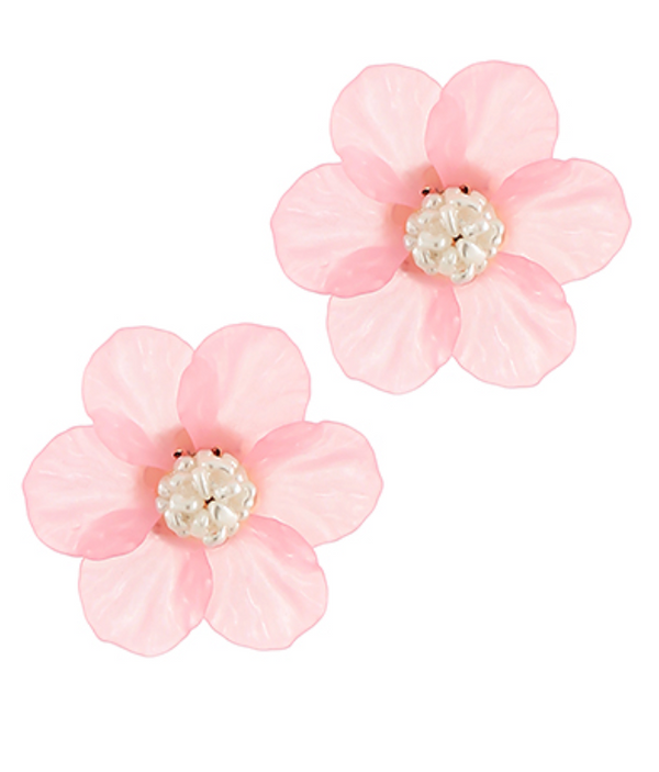 Sculpted Flower & Pearl Earrings