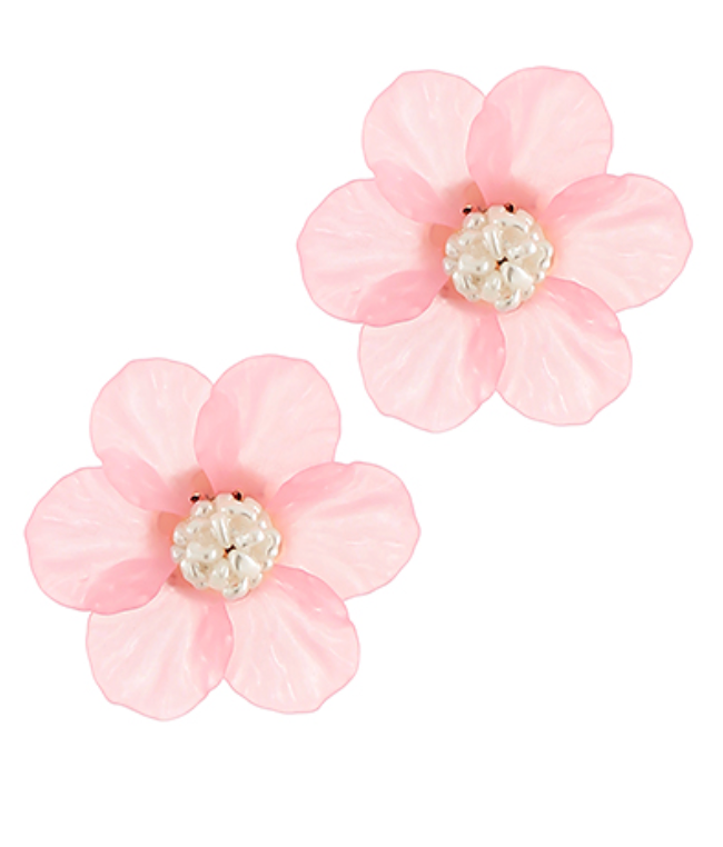 Sculpted Flower & Pearl Earrings