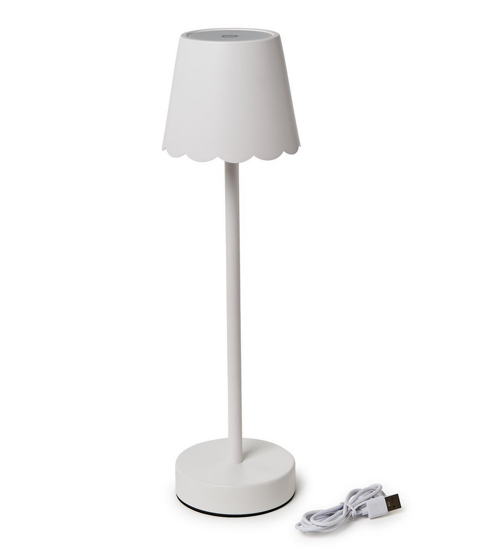 White Scalloped LED Touch Table Lamp