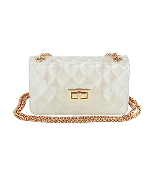 Clear Quilted Flap Handbag