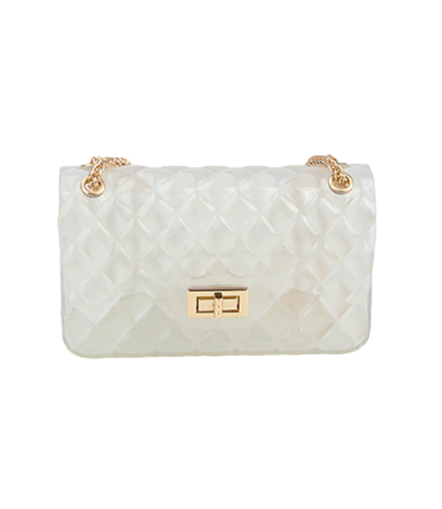 Clear Quilted Flap Handbag