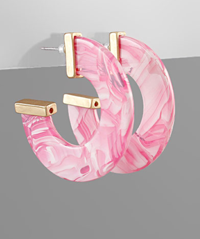 Flat Resin Hoop Earrings