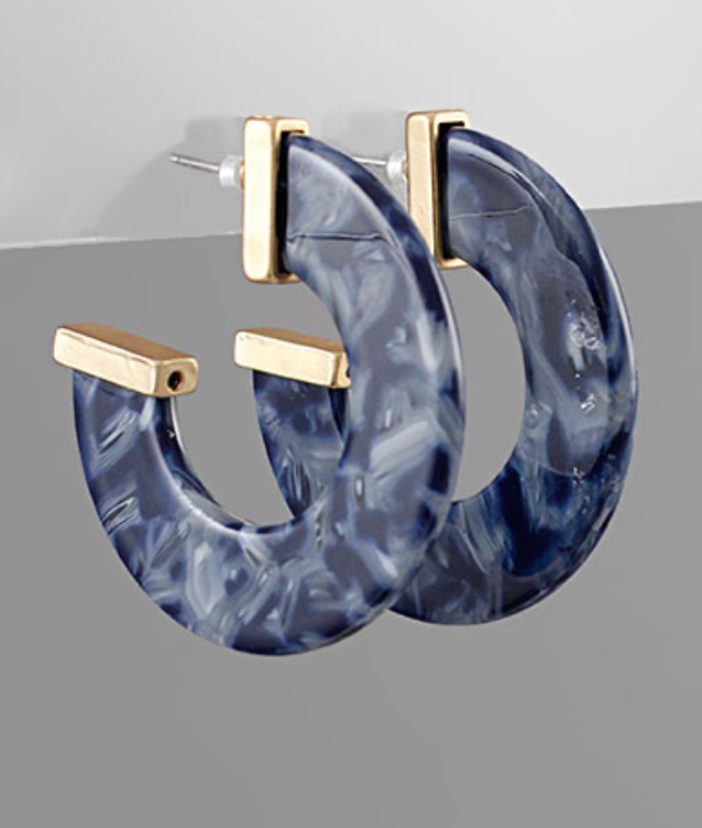Flat Resin Hoop Earrings