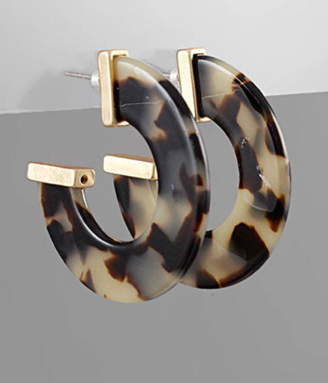 Flat Resin Hoop Earrings