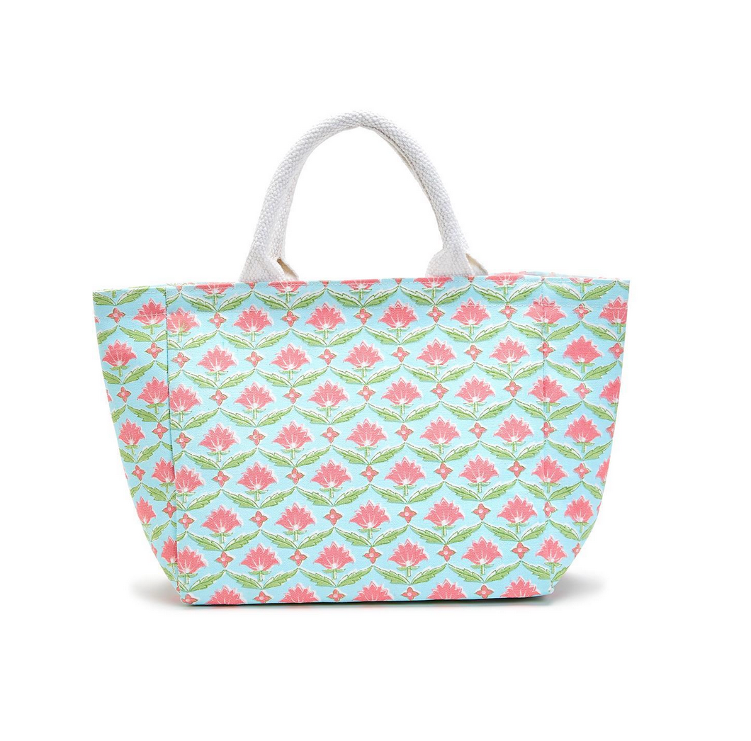 Floral Block Print Thermal Tote