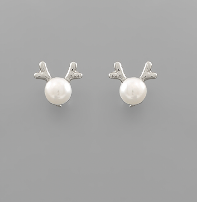 Reindeer Pearl Stud Earrings