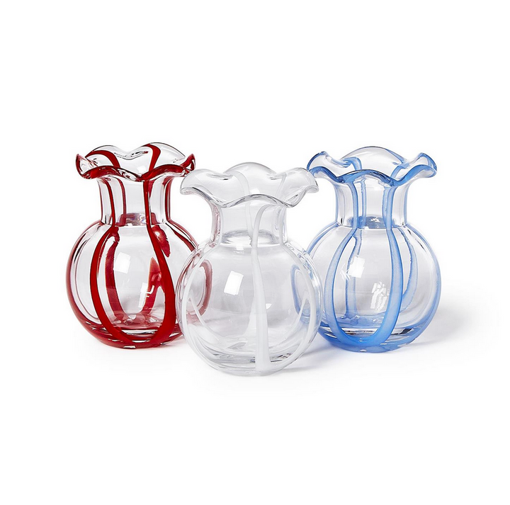 Ruffled Ribbon Glass Vase