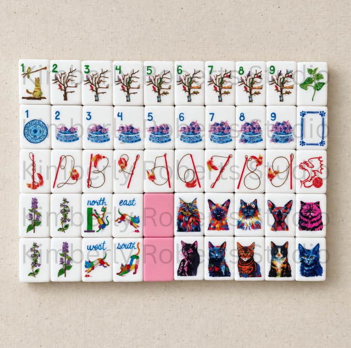Cat Rescue Mahjong Tile Set