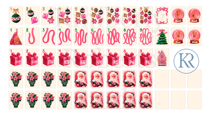 Pink Christmas Mahjong Tile Set