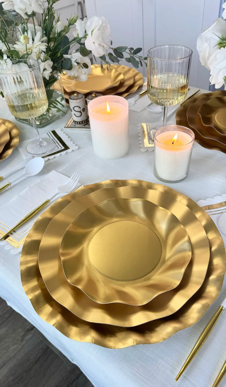 Satin Gold Wavy Salad Plate 8/PK