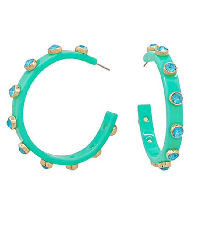 Crystal Accent Hoop Earrings