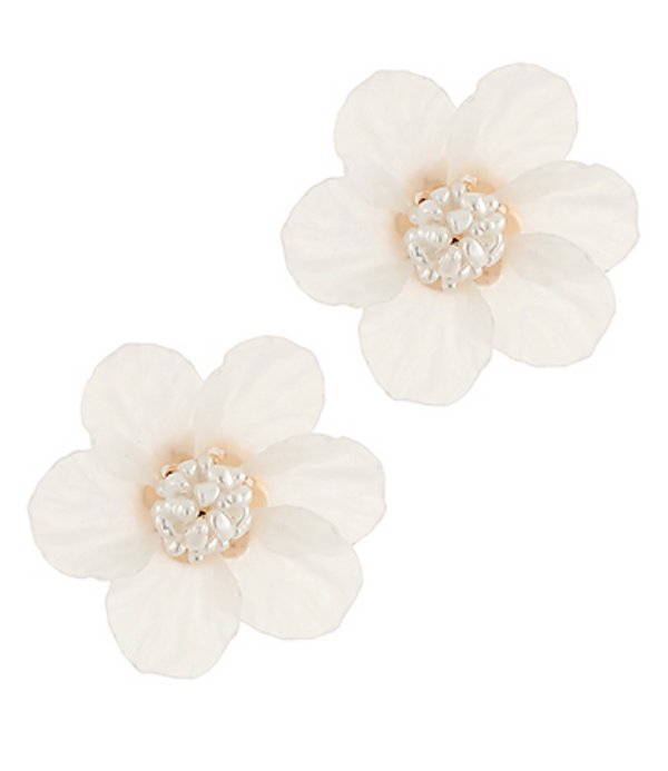 Sculpted Flower & Pearl Earrings