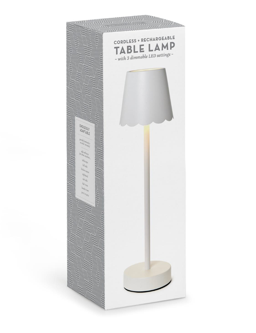 White Scalloped LED Touch Table Lamp