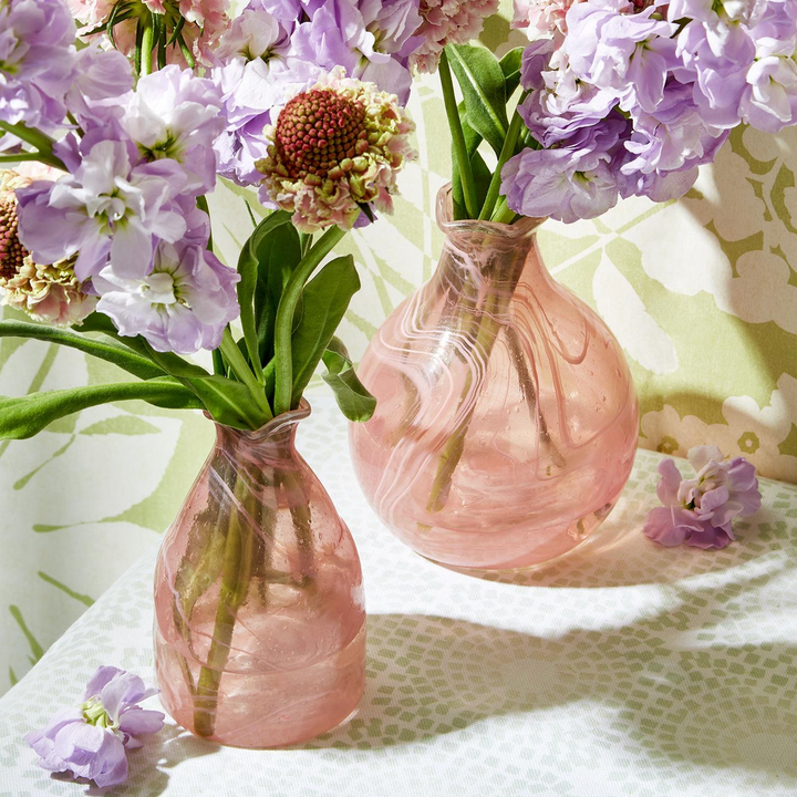 Pink Swirl Glass Bud Vase