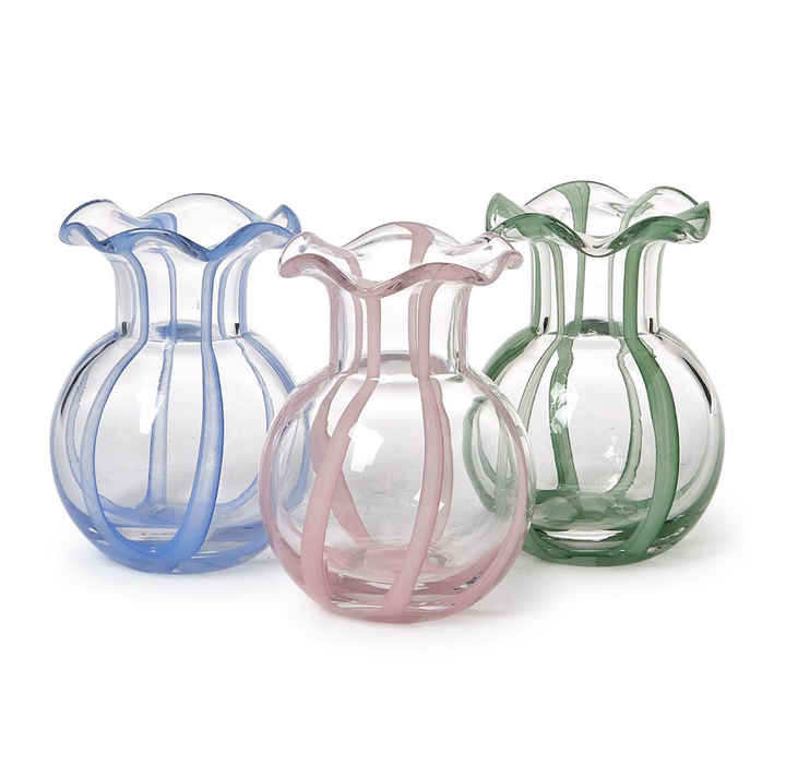 Ruffled Ribbon Glass Vase